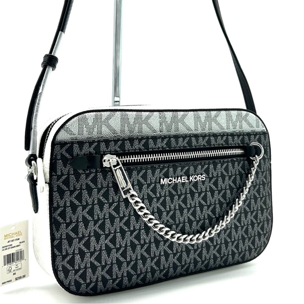 Michael Kors Jet Set Large Signature Logo Crossbody
Bag Black Multi - Picture 3 of 11
